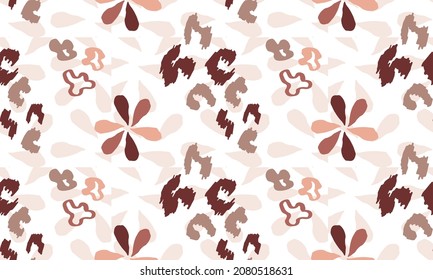 seamless pattern with animal prints and flowers. vector illustration