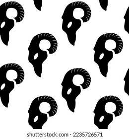 seamless pattern animal skull black silhouette on white background vector