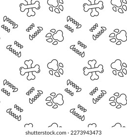 Seamless pattern of animal teeth, paw, crossed bones. Suitable for shops, web sites and applications, media, backgrounds