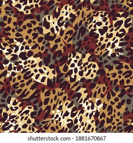 Seamless pattern with animal tiger leopard ornament