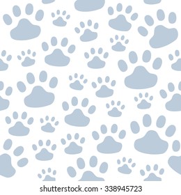 Seamless pattern of animal tracks, hand-drawn. Vector illustration on white background.