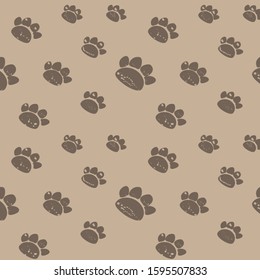 Seamless pattern animal tracks.Vector illustration on isolated background. Baby decor.Doodle, art line. For packaging, textiles, paper,a decor element for children's clothing