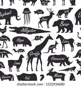 Seamless pattern with Animal, Zoo. isolated on white background