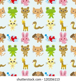 seamless pattern animal,cartoon vector illustration