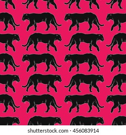 Seamless pattern of animals. Background pattern. Pattern with panther