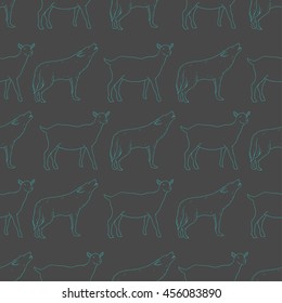 Seamless pattern of animals. Background pattern. Pattern with a wolf and a goat