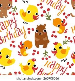 Seamless pattern with animals. Children's festive pattern.
