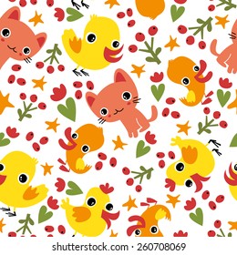 Seamless pattern with animals. Children's festive pattern.