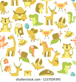 Seamless pattern with animals Cute animals vector. Zoo illustration set