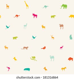 seamless pattern with animals of different colors