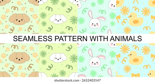 seamless pattern with animals, fabric pattern, gift wrapping paper, notebook cover, phone case 