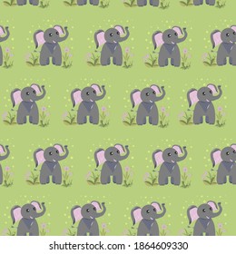 A seamless pattern with animals in a flat style for children’s apparel, stationery, accessories, textiles. Vector Illustration. 