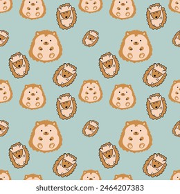 seamless pattern with animals, Hedgehog and porcupine 