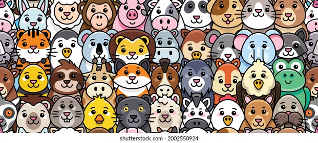 Seamless pattern with Animals icons. Animal icons set. Icon design. Template elements