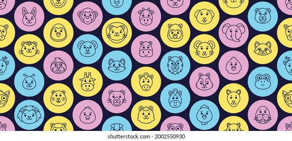 Seamless pattern with Animals icons. Animal icons set. Icon design. Template elements