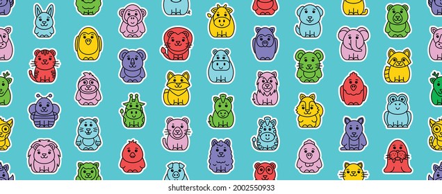 Seamless pattern with Animals icons. Animal icons set. Icon design. Template elements