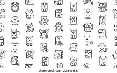 Seamless pattern with Animals icons. Animal icons set. Icon design. Template elements
