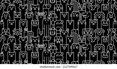Seamless pattern with Animals icons. Animal icons set. Icon design. Template elements
