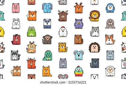 Seamless pattern with Animals icons. Animal icons set. Icon design. Template elements