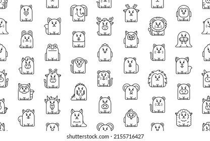 Seamless pattern with Animals icons. Animal icons set. Icon design. Template elements