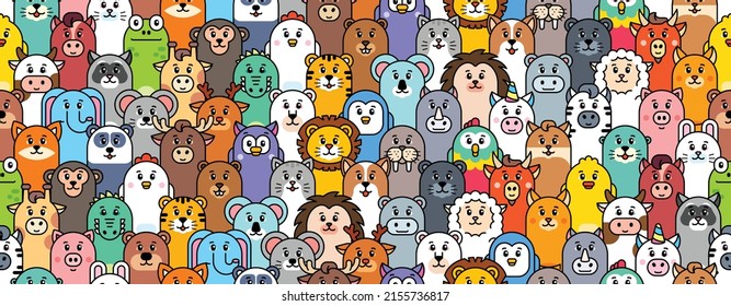 Seamless pattern with Animals icons. Animal icons set. Icon design. Template elements