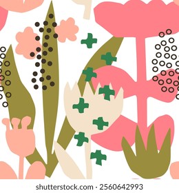Seamless pattern animals, insects, flowers. Template for printing, screensavers; pattern for textiles, cover, banner template in social networks.