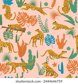 Seamless pattern animals Leopard background