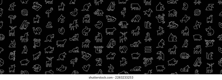 Seamless pattern with Animals logos. Animal logo set. Geometrical abstract logos. Icon design	