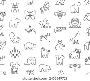 Seamless pattern with Animals logos. Animal logo set. Icon design