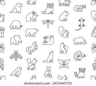 Seamless pattern with Animals logos. Animal logo set. Icon design