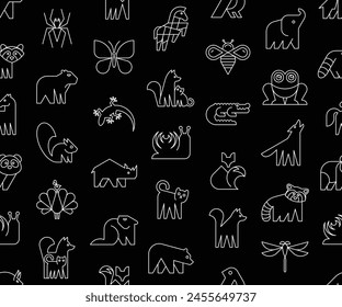 Seamless pattern with Animals logos. Animal logo set. Icon design