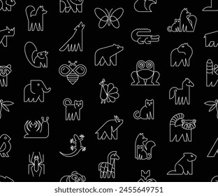 Seamless pattern with Animals logos. Animal logo set. Icon design