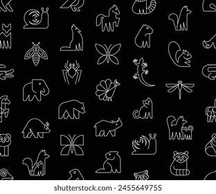 Seamless pattern with Animals logos. Animal logo set. Icon design