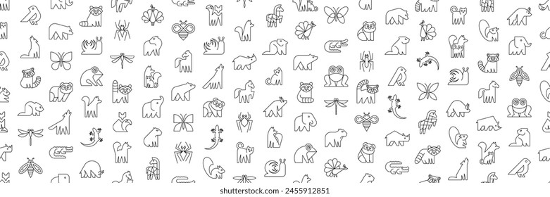 Seamless pattern with Animals logos. Animal logo set. Icon design
