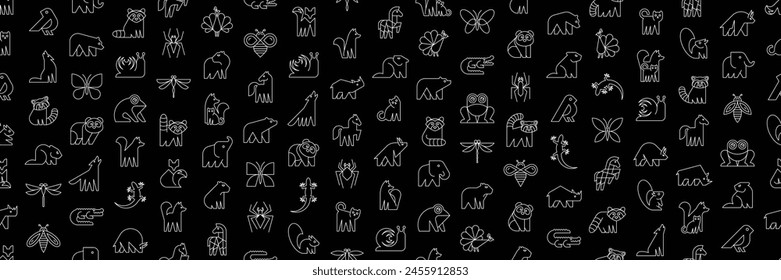 Seamless pattern with Animals logos. Animal logo set. Icon design
