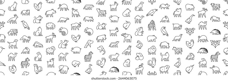 Seamless pattern with Animals logos collection. Geometrical abstract logos. Icon design