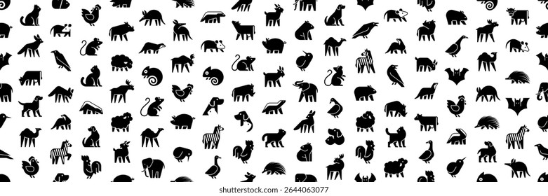 Seamless pattern with Animals logos collection. Geometrical abstract logos. Icon design
