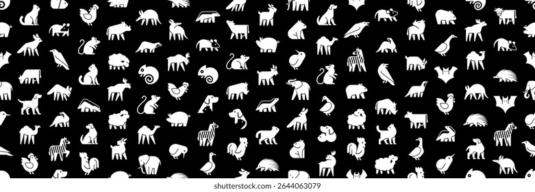 Seamless pattern with Animals logos collection. Geometrical abstract logos. Icon design