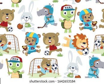 seamless pattern with animals sport cartoon