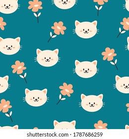 Seamless pattern animals vector with cute pastel color background. for fabric print, textile, gift wrapping paper