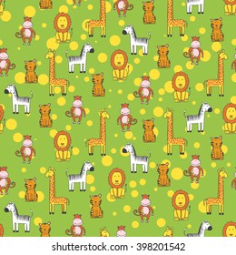 Seamless pattern with animals in zoo. Vector illustartion