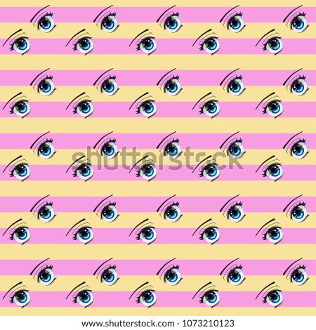 Seamless pattern with anime eyes.