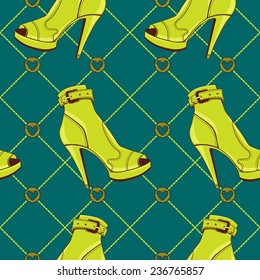 Seamless pattern with ankle boots