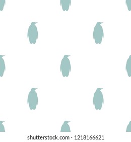 seamless pattern with antarctic penguin silhouettes. white standing pinguin ornament on white background. Winter Christmas wallpaper. Vector illustration. 