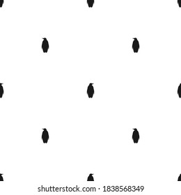 seamless pattern with antarctic penguin silhouettes. black standing pinguin ornament on white. Winter Christmas wallpaper. Vector illustration. 