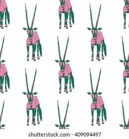 Seamless Pattern With Antelope