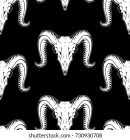 Seamless pattern with antelope skulls. Texture for wallpapers, textile design, web page backgrounds