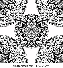 Seamless pattern. Antique decorative elements. Hand drawn background. Islam, Arabic, India, ottoman motifs. Perfect for printing on fabric, paper, books, walls, ceiling decoration, etc.