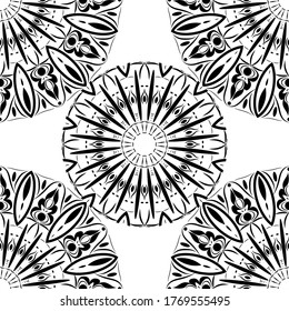 Seamless pattern. Antique decorative elements. Hand drawn background. Islam, Arabic, India, ottoman motifs. Perfect for printing on fabric, paper, books, walls, ceiling decoration, etc.