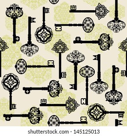 Seamless pattern with antique Keys